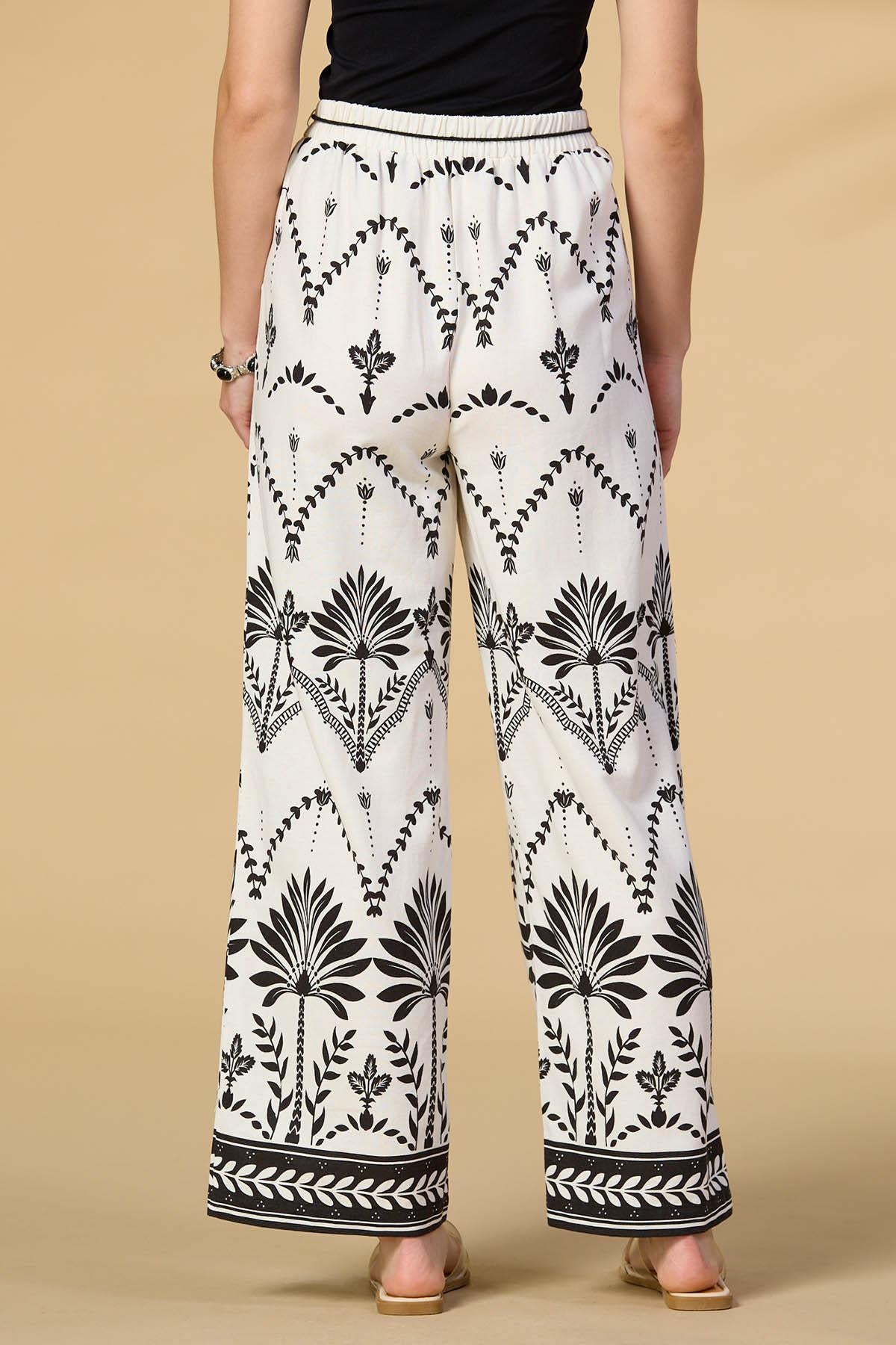 Versona summer camp pants BLACK_WHITE_PATTERN