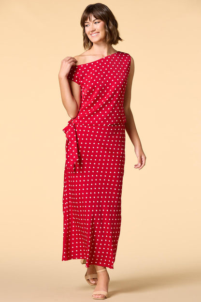 Versona lady in red satin tank RED