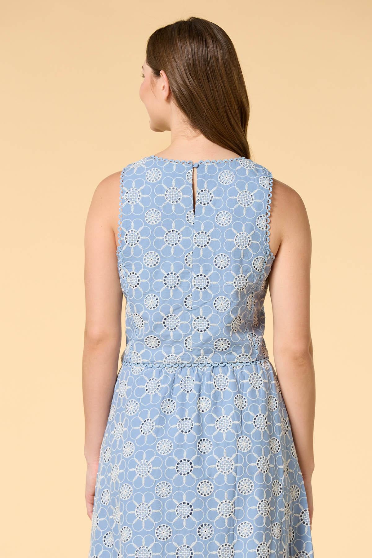 Versona morning glory embroidered tank BLUE