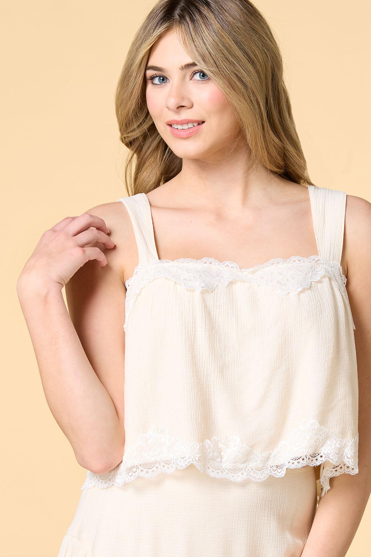 Versona love and lace cropped tank YELLOW