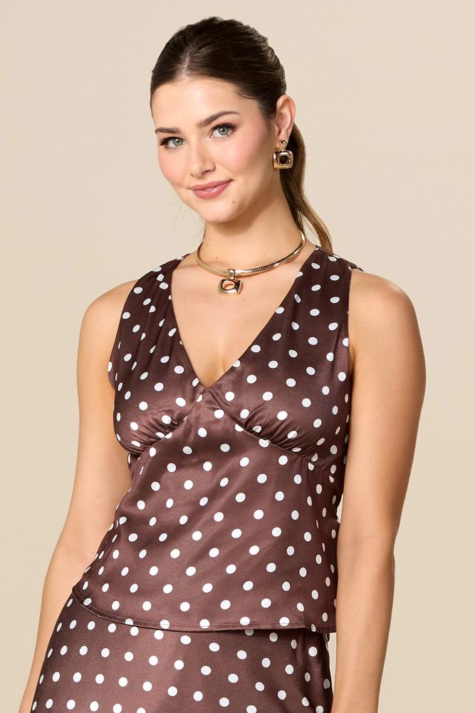 Versona double date satin tank BROWN