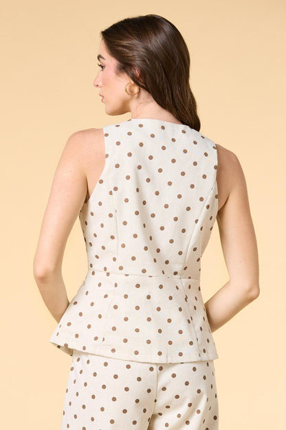 Versona dot in here linen vest NATURAL
