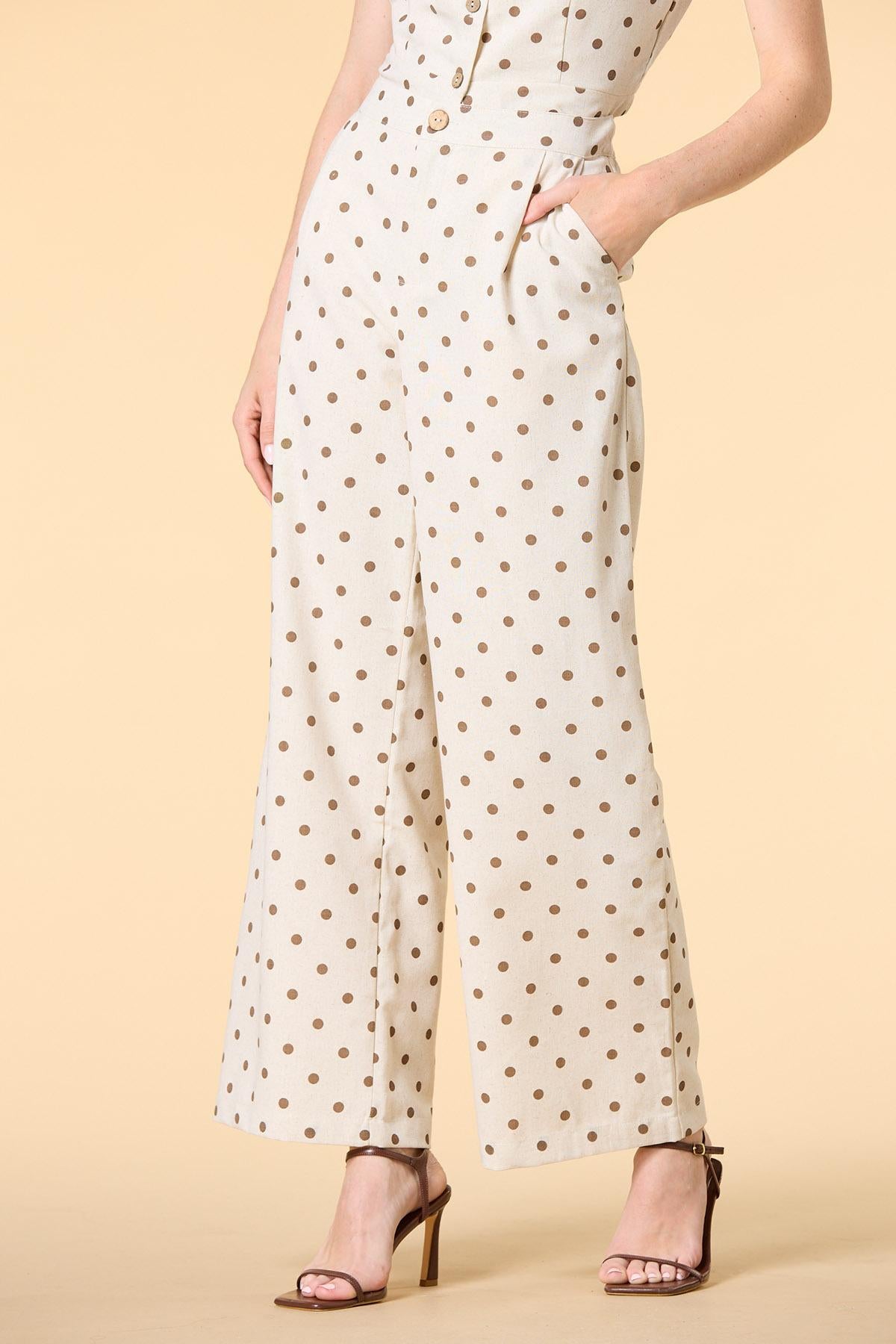 Versona dot in here linen trousers NATURAL