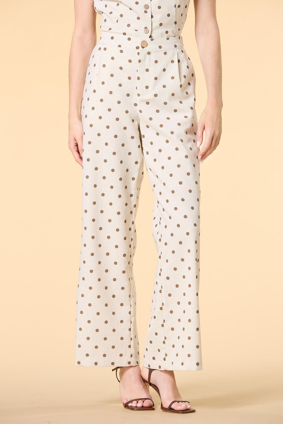 Versona dot in here linen trousers NATURAL