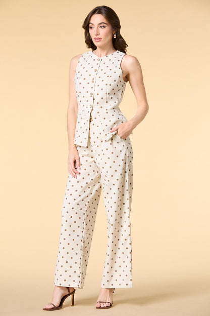 Versona dot in here linen trousers NATURAL
