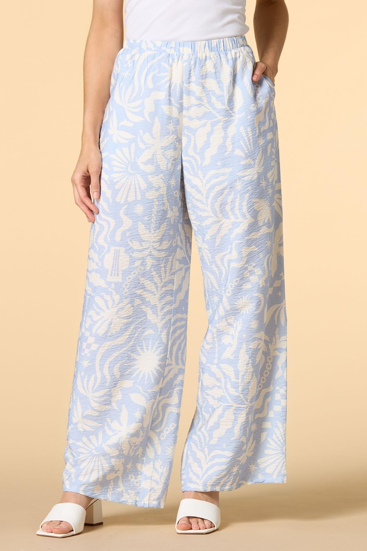 Versona learning to fly graphic pants BLUE