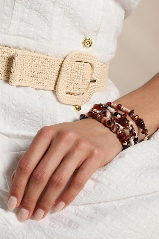 Versona multicolor seed bead stone chain bracelet MULTI_SPRING