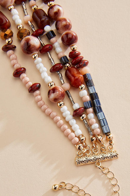 Versona multicolor seed bead stone chain bracelet MULTI_SPRING