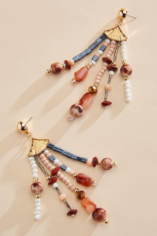 Versona multicolor beaded fringe earrings MULTI_SPRING