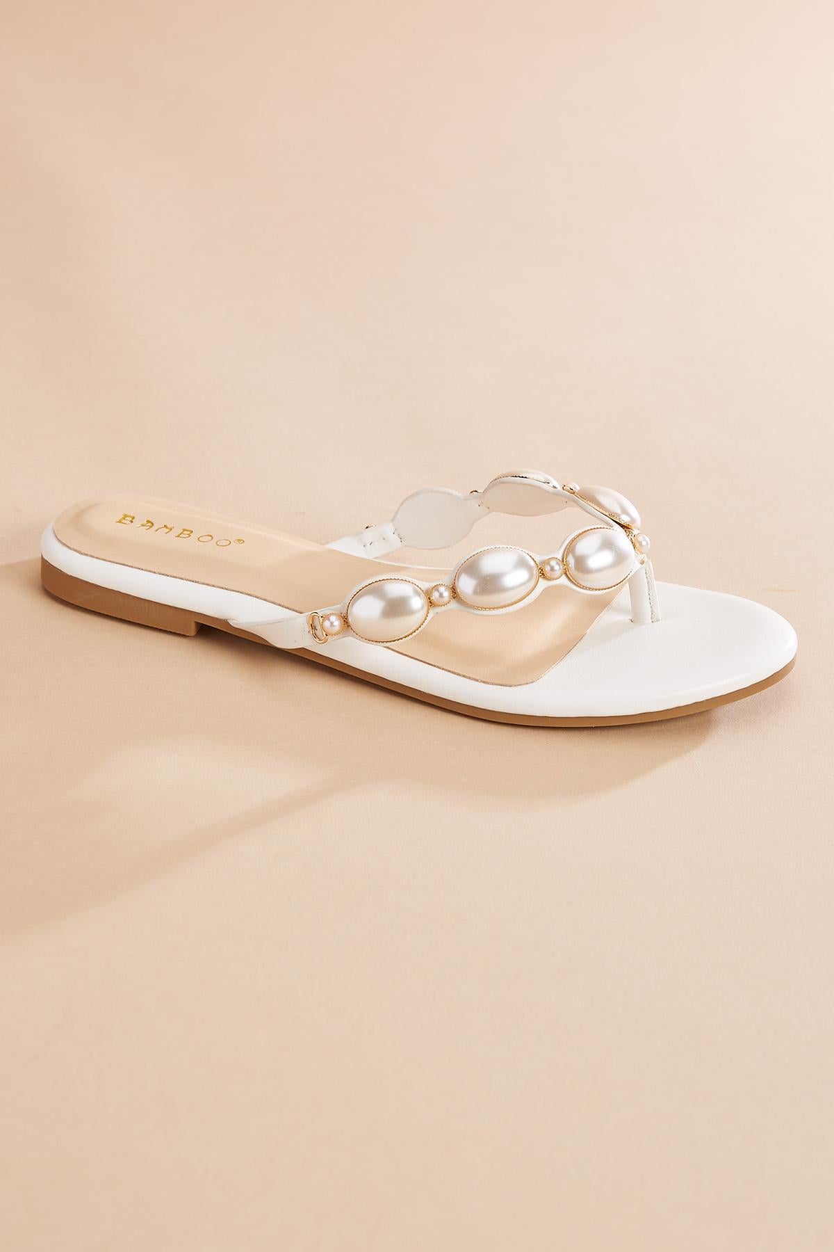 Versona pearl embellished band sandals BLACK