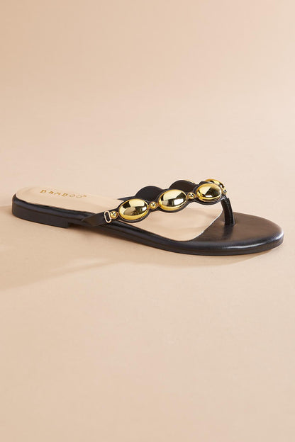 Versona pearl embellished band sandals BLACK
