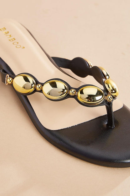 Versona pearl embellished band sandals BLACK