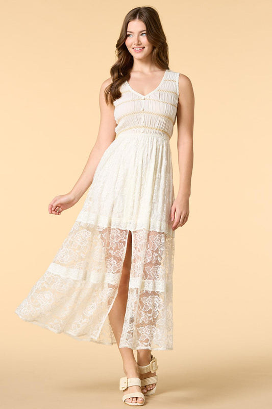 Versona my dear lace maxi dress NATURAL