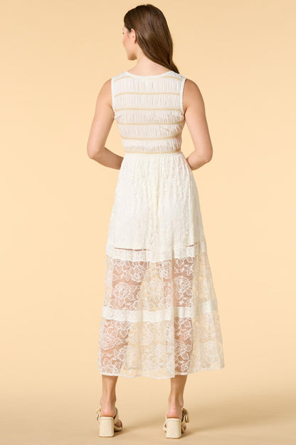 Versona my dear lace maxi dress NATURAL