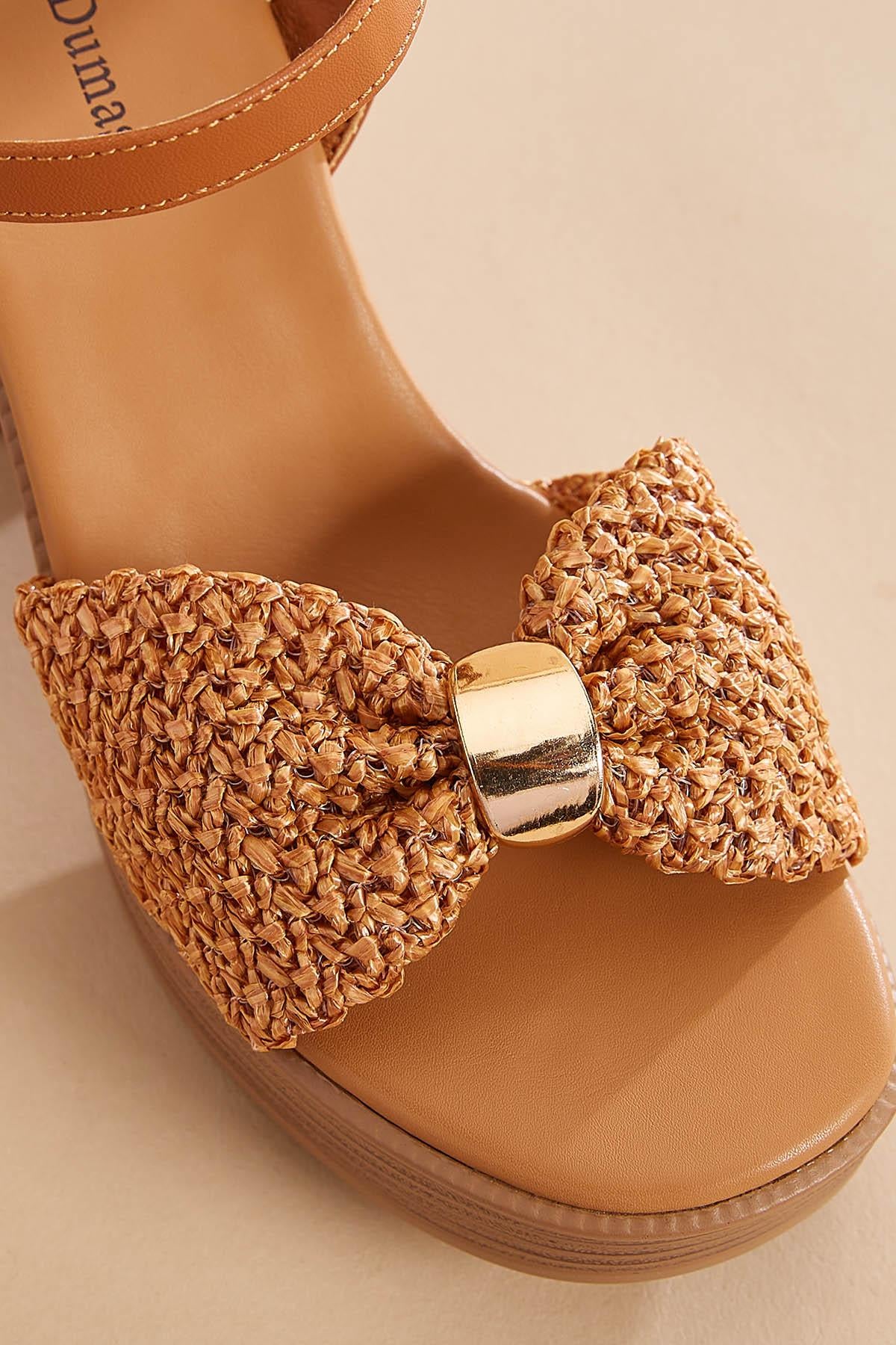 Versona brown raffia platform heels BROWN