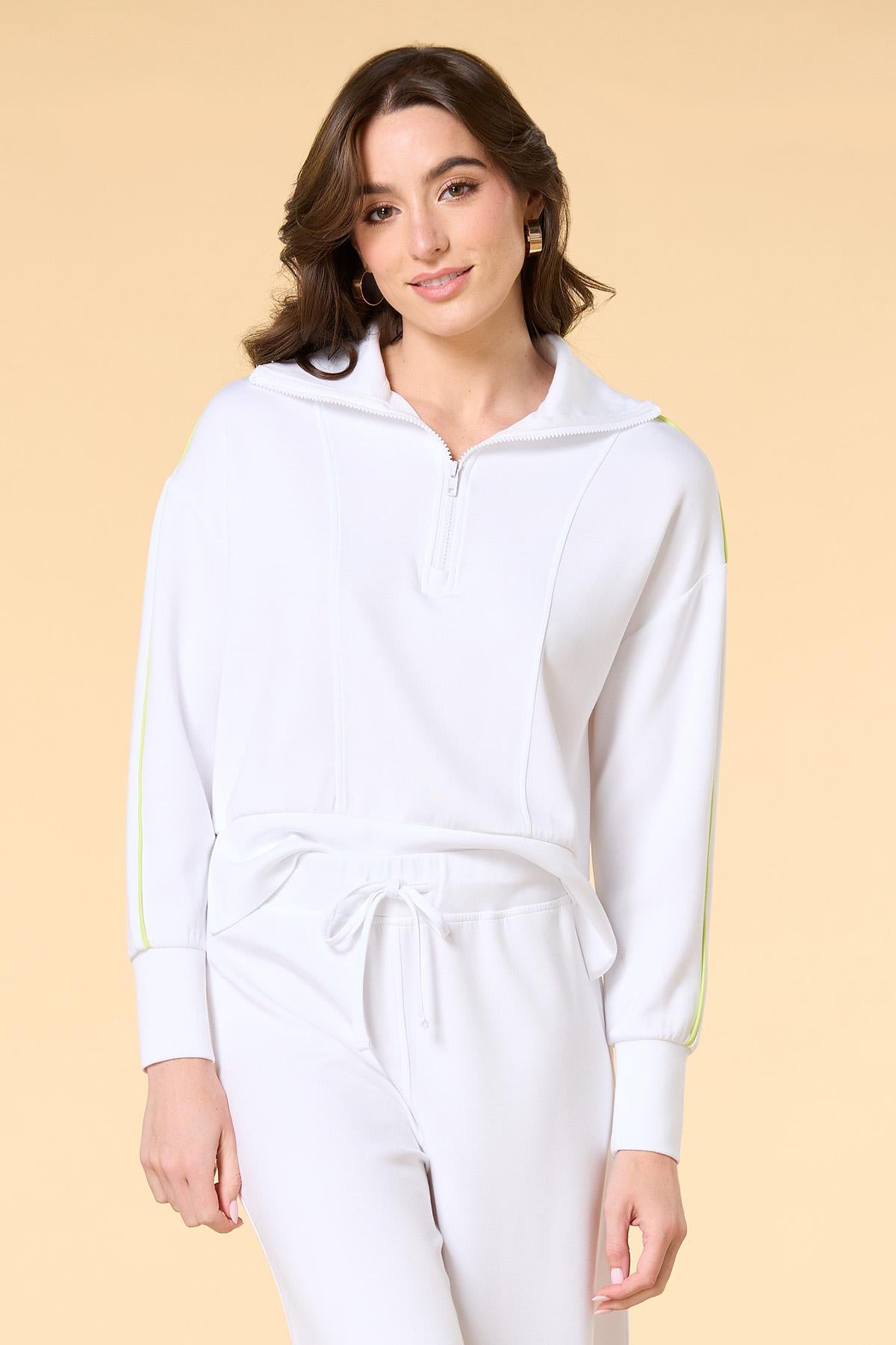 Versona lime light quarter zip pullover BRIGHT_WHITE