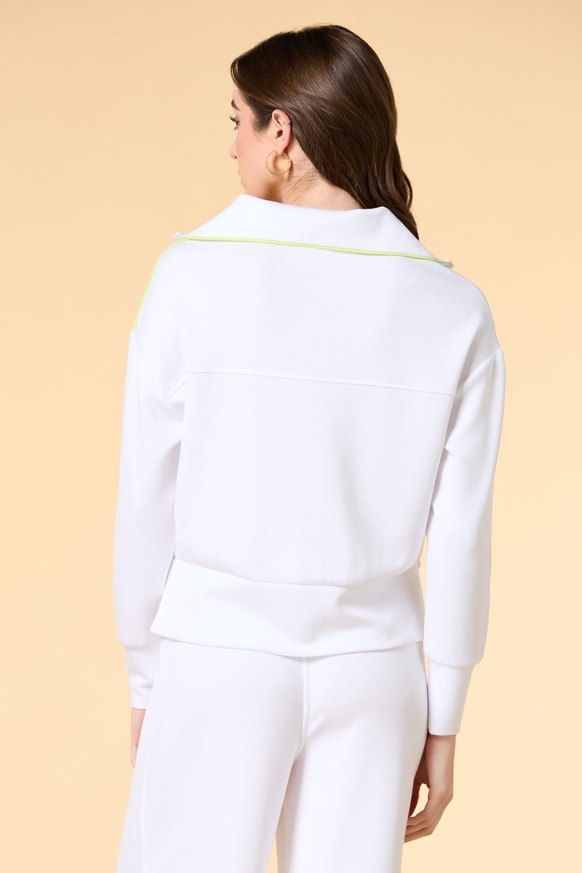Versona lime light quarter zip pullover BRIGHT_WHITE