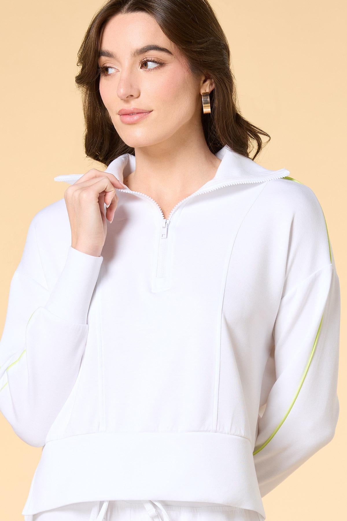 Versona lime light quarter zip pullover BRIGHT_WHITE