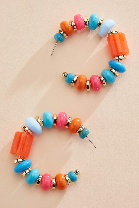 Versona multicolor lucite beaded hoop earrings MULTI_SPRING