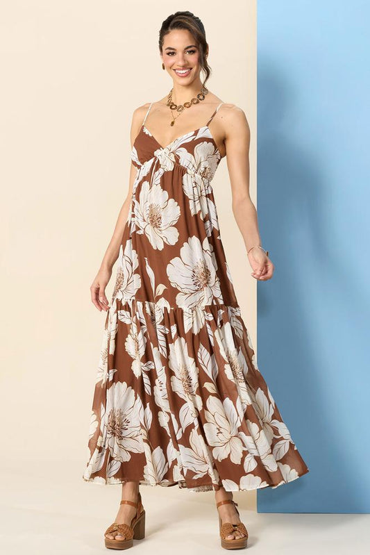 Versona earth tone maxi dress BROWNBEIGE_MULTI