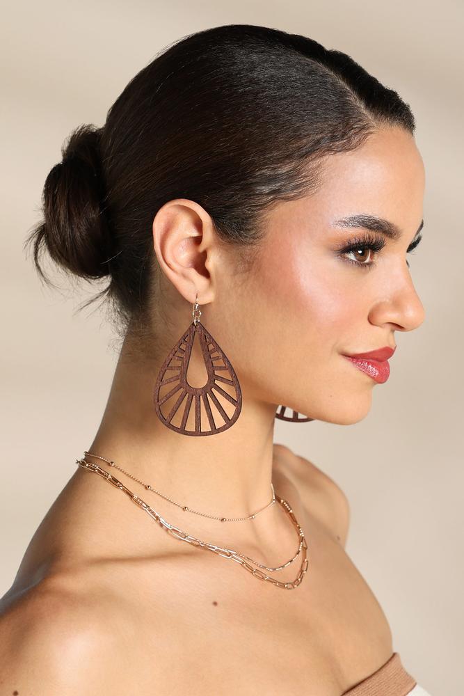 Versona wood tear cut out earrings TORTOISE_SHELL