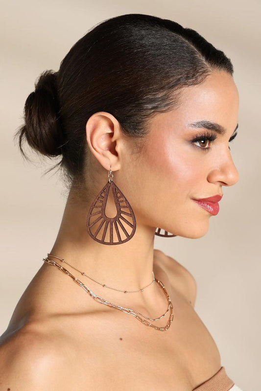 Versona wood tear cut out earrings TORTOISE_SHELL
