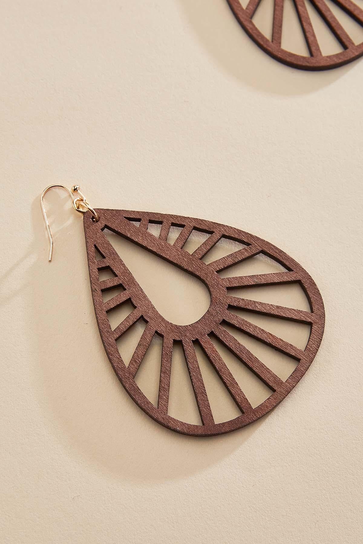 Versona wood tear cut out earrings TORTOISE_SHELL