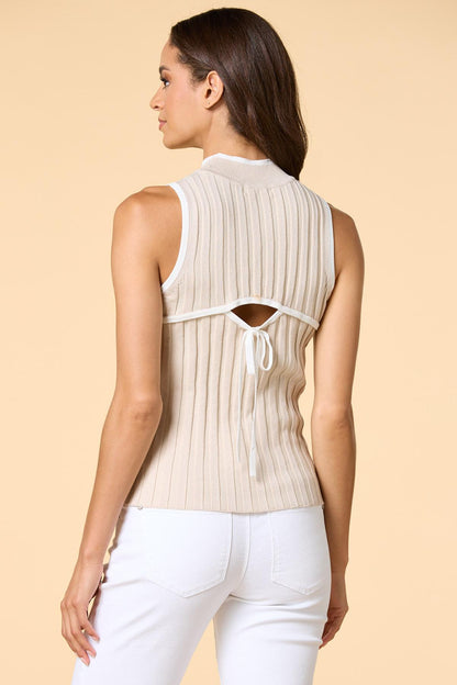 Versona beige flag sweater tank TAN