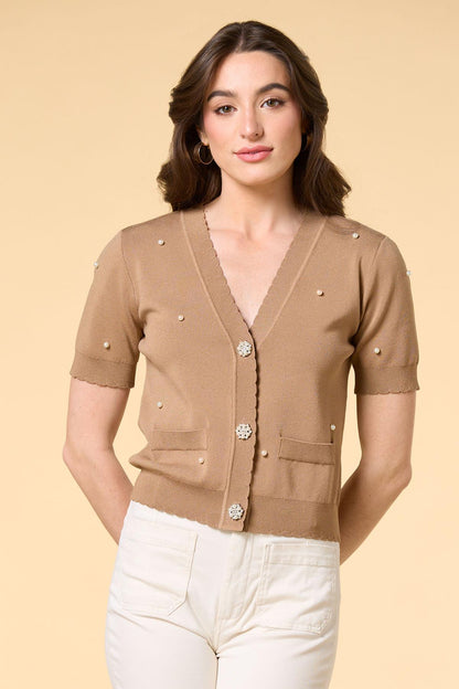 Versona pearl power cardigan LIGHT_BROWN