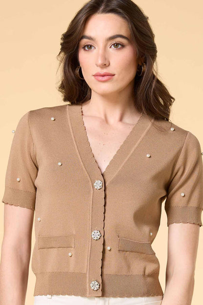 Versona pearl power cardigan LIGHT_BROWN