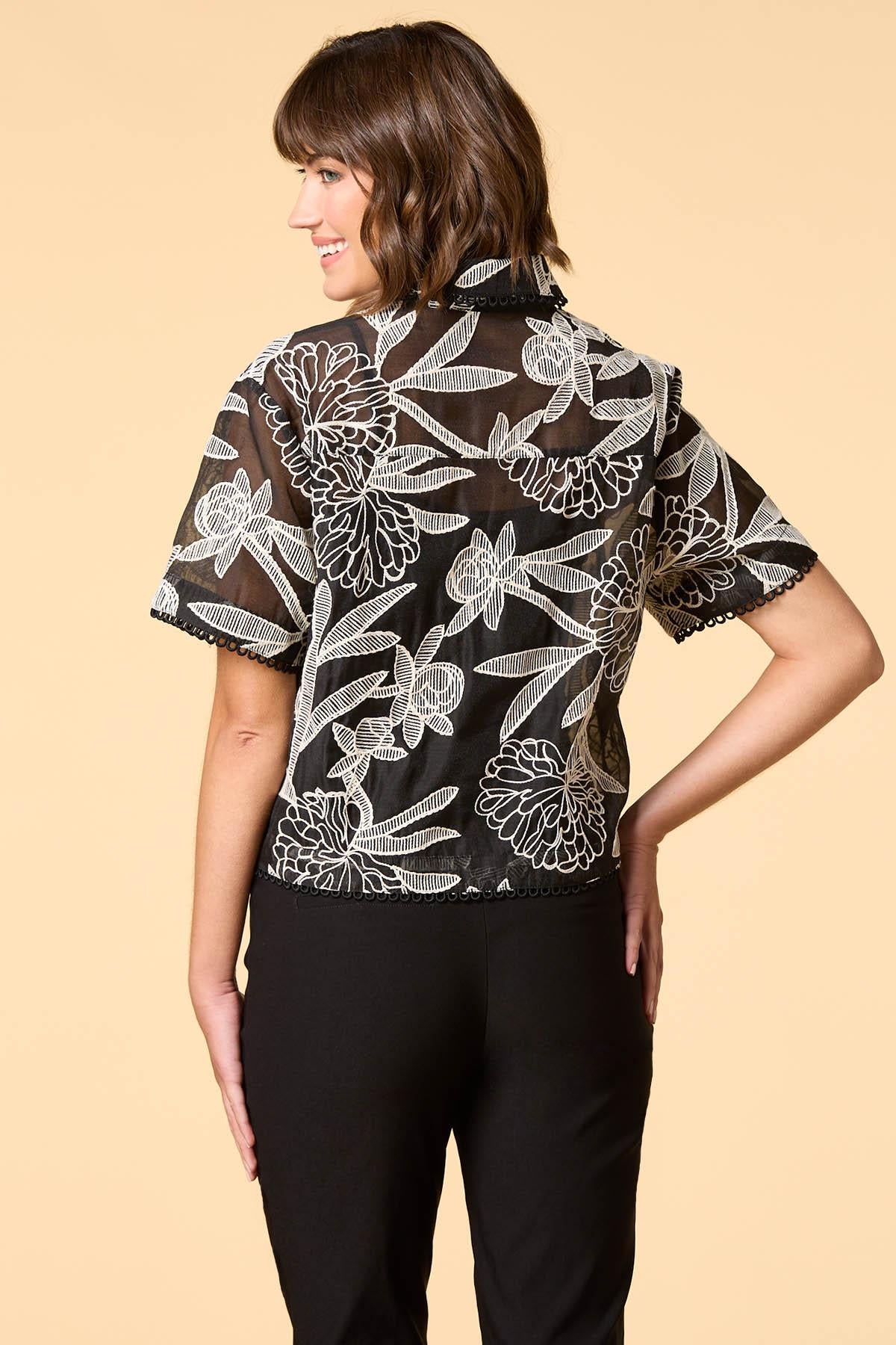 Versona sun and shade embroidered shirt BLACK_WHITE_PATTERN