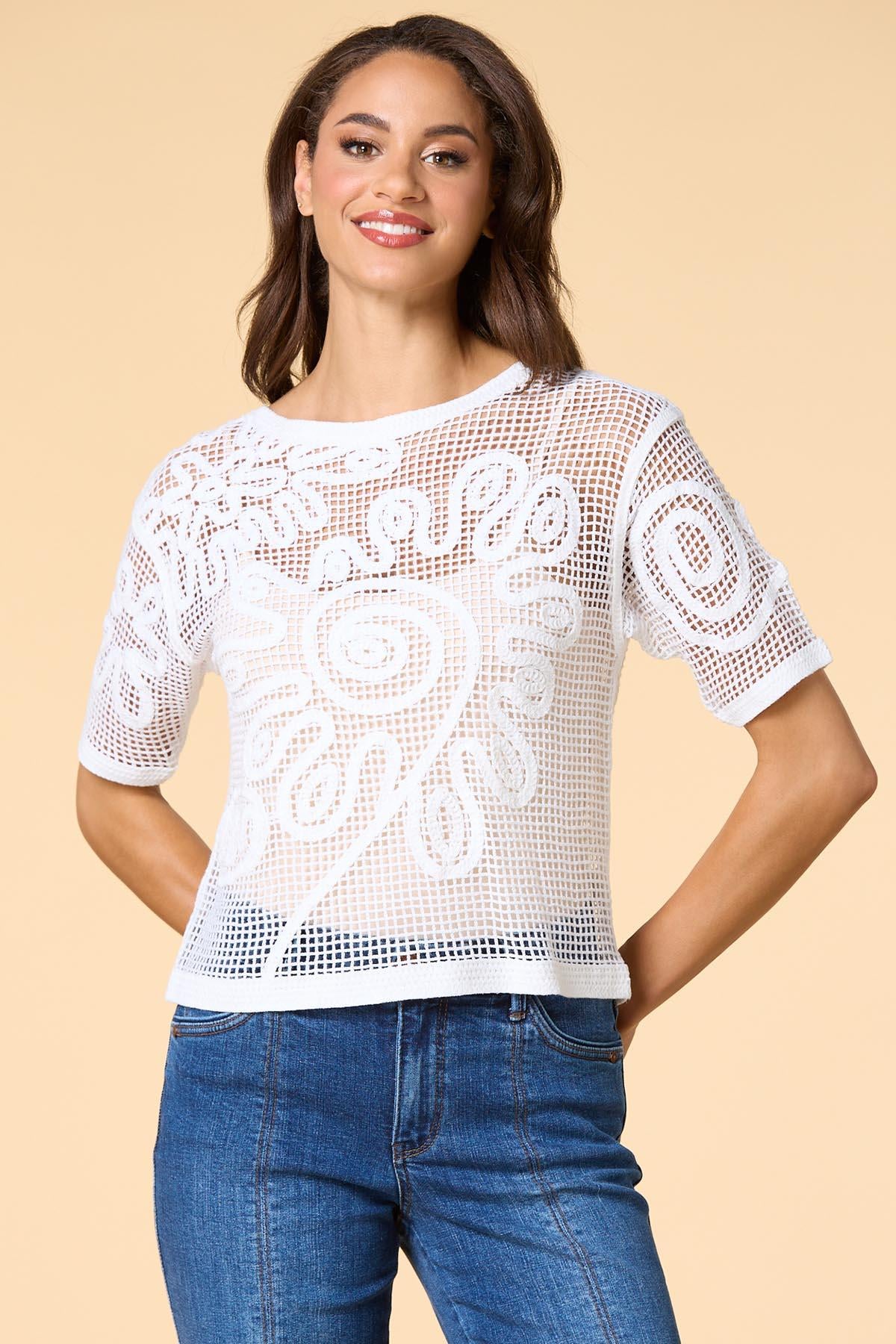 Versona breezy day crochet top IVORY
