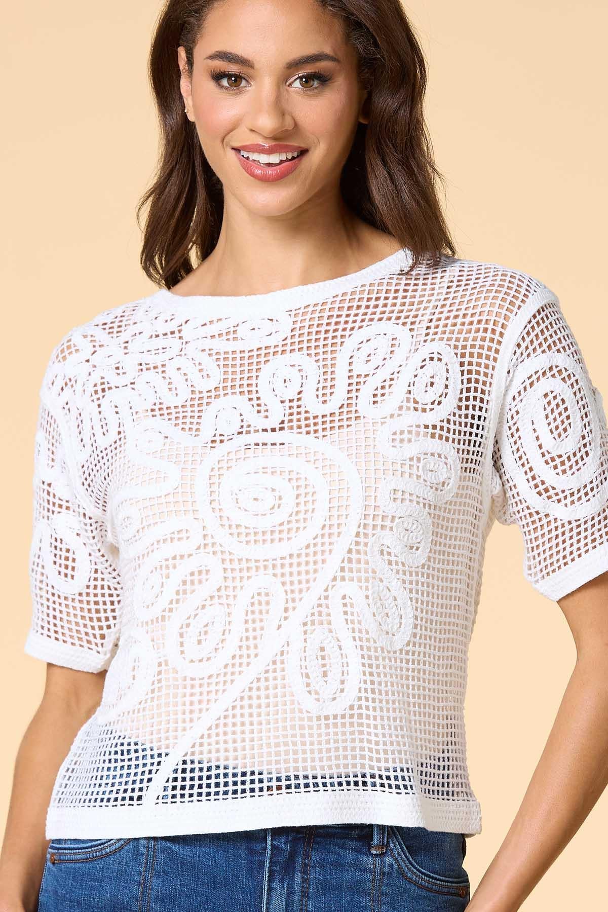 Versona breezy day crochet top IVORY