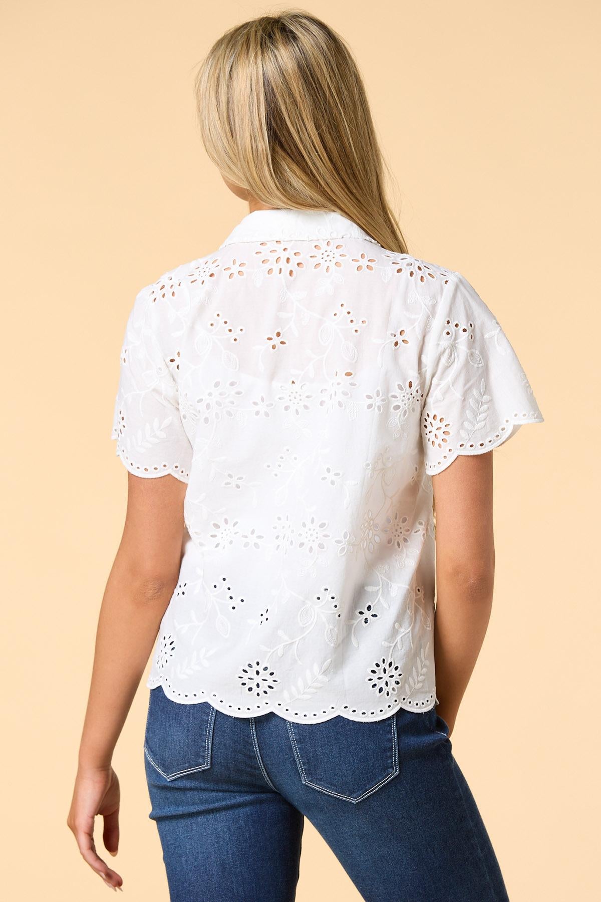 Versona eyelet in the sun shirt WHITE