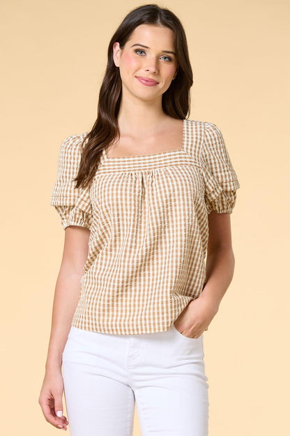 Versona gingham girl top BROWN