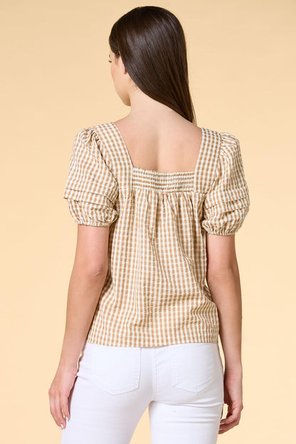 Versona gingham girl top BROWN