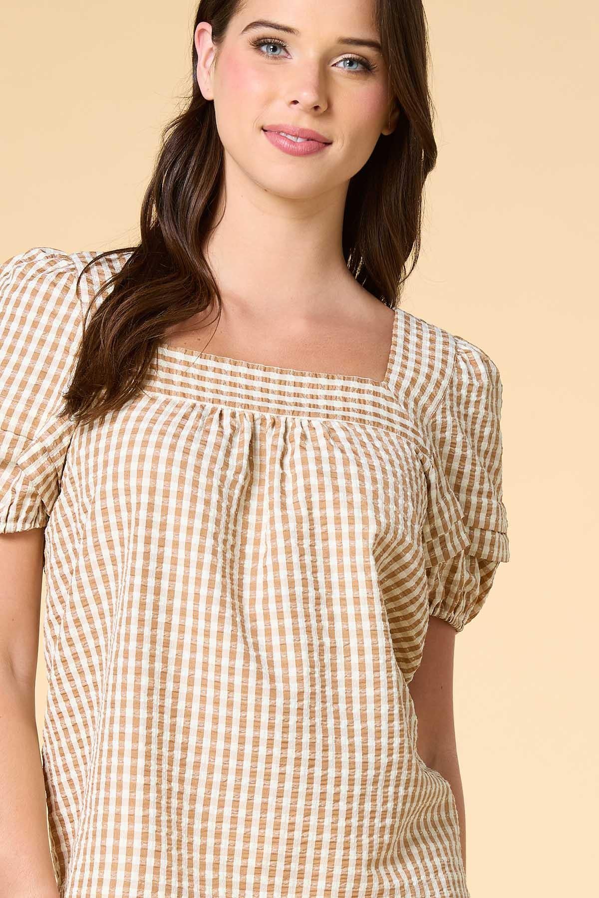 Versona gingham girl top BROWN