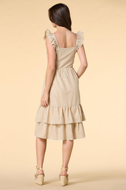Versona go with gingham midi dress BROWNBEIGE_MULTI