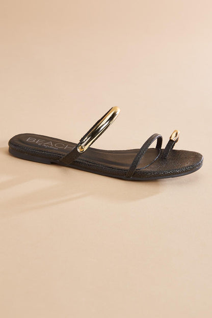Versona faux leather gold embellished sandals BLACK