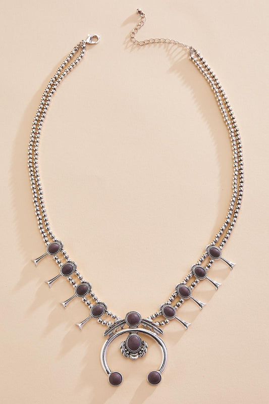 Versona semi- precious silver western blossom necklace IDEAL_BLACK