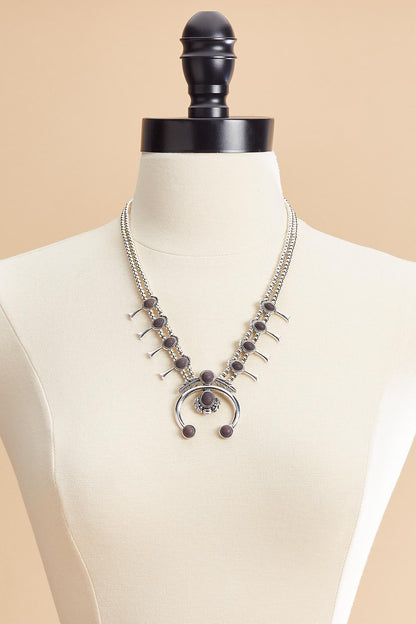 Versona semi- precious silver western blossom necklace IDEAL_BLACK