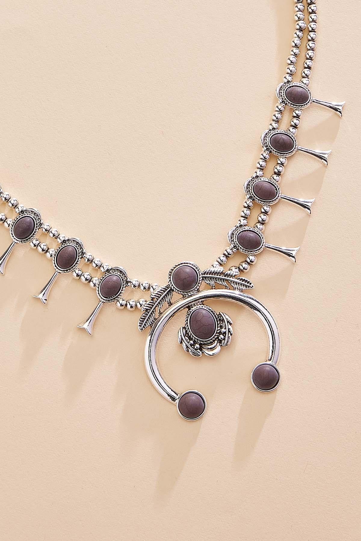 Versona semi- precious silver western blossom necklace IDEAL_BLACK