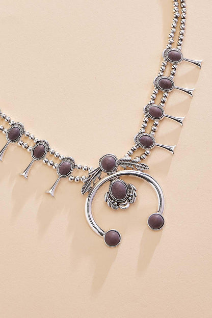 Versona semi- precious silver western blossom necklace IDEAL_BLACK