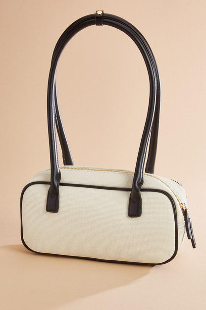 Versona buckle embellished piped bowler bag BLACK