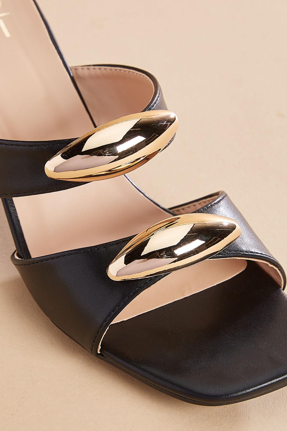 Versona gold embellished double band heels BLACK