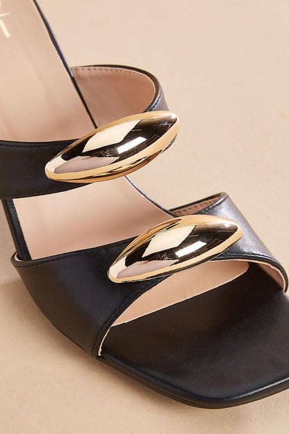 Versona gold embellished double band heels BLACK