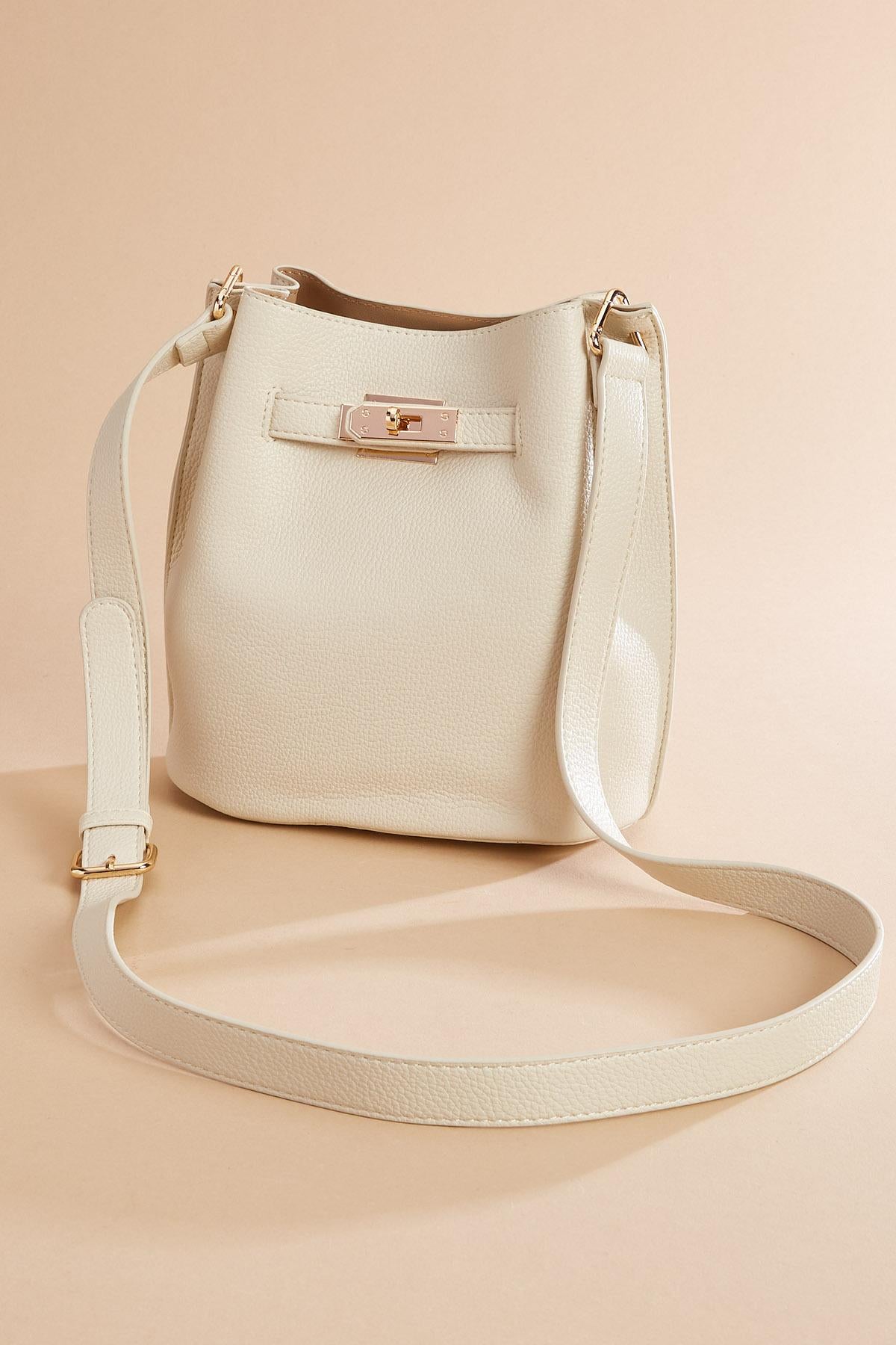 Versona ivory faux leather bucket bag IVORY