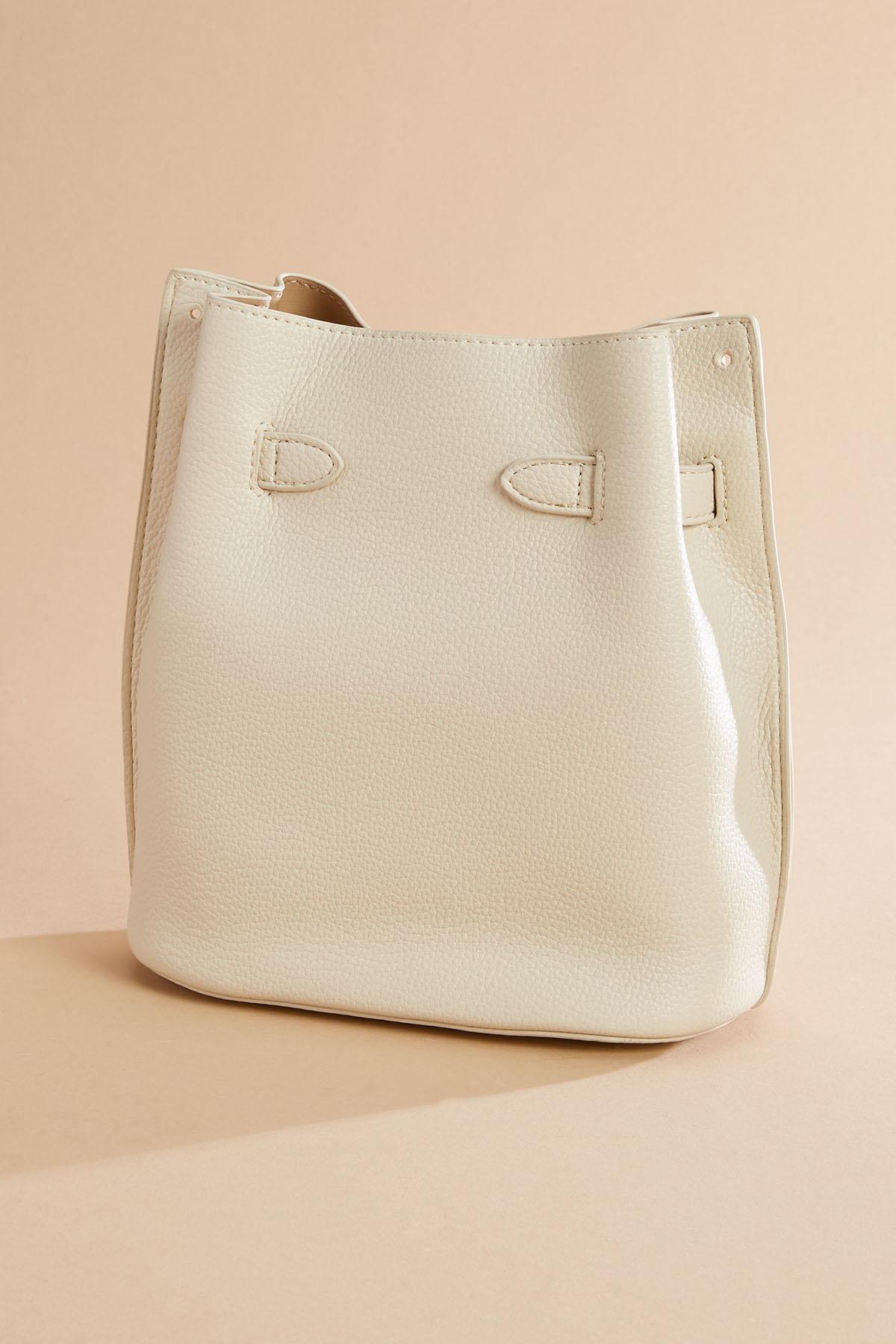 Versona ivory faux leather bucket bag IVORY