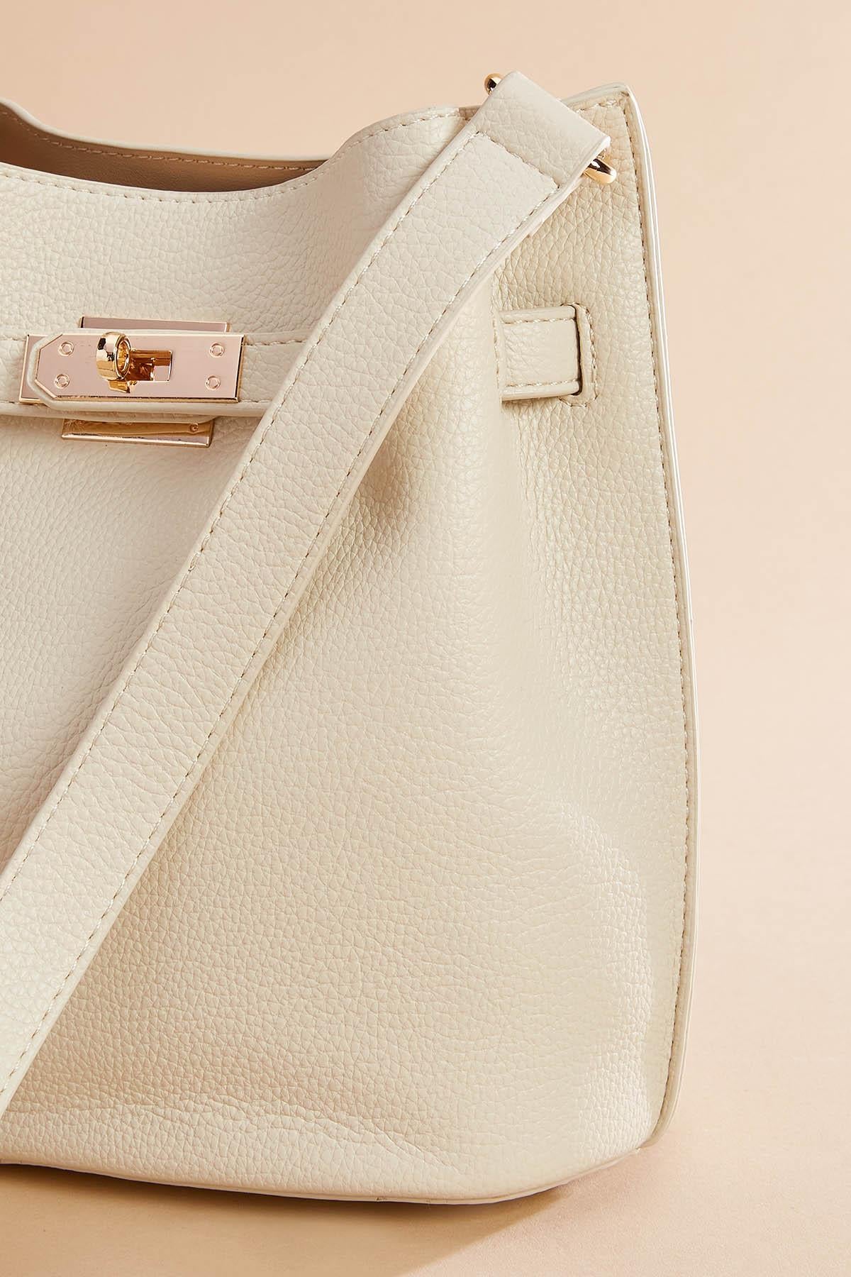 Versona ivory faux leather bucket bag IVORY