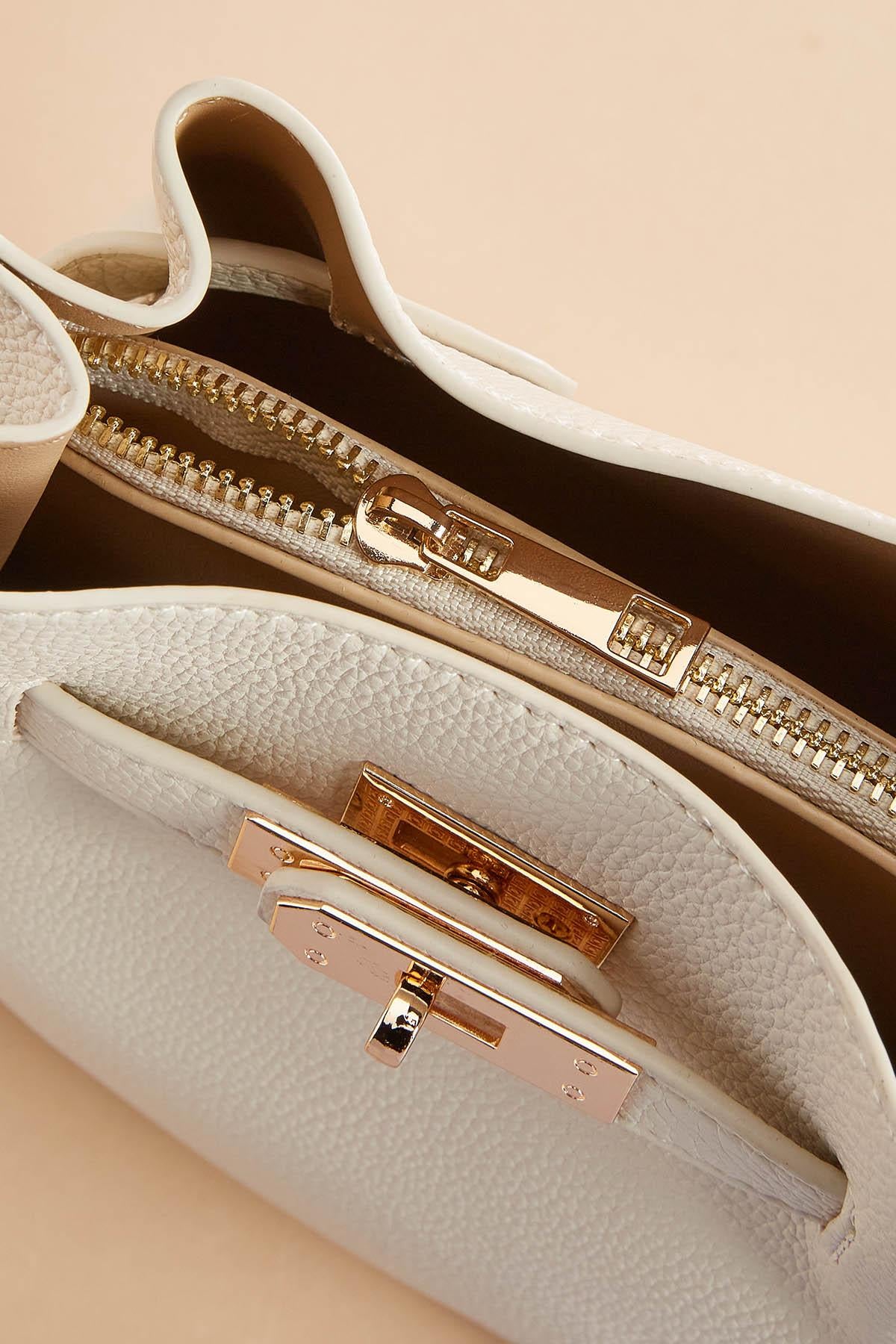 Versona ivory faux leather bucket bag IVORY
